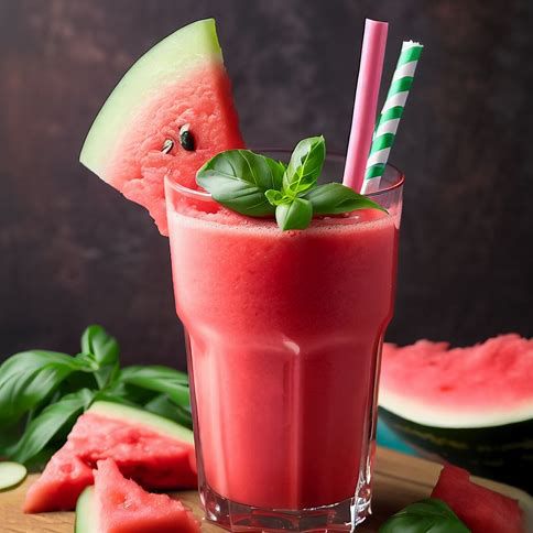 🍉🌿 Watermelon Basil Refresher Smoothie: A Hydrating Summer Treat 😋🥤