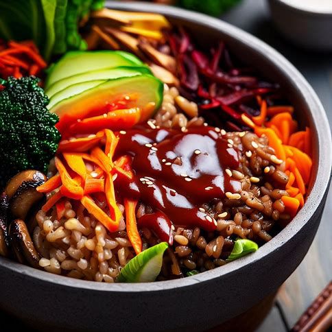 🍲 Healthy Korean Bibimbap Bowl: A Vibrant & Flavorful Dish 🌶️🥦