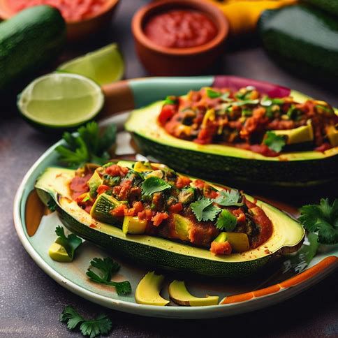 🌮 Veggie-Stuffed Zucchini Boats: A Mexican-Inspired Delight 🥒🌶️