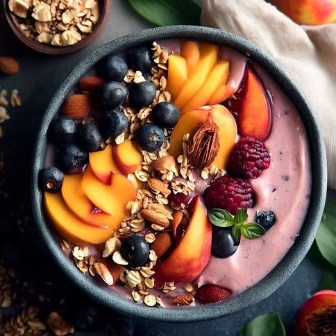 🍇🍑 Blueberry Peach Smoothie Bowl: A Sumptuous Summer Treat 🌞🥄