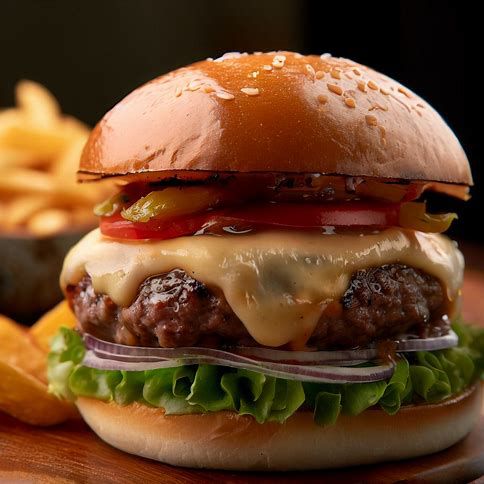 🍔🍅 Juicy Homemade Beef Burger - A Classic American Favorite 🍟🧀