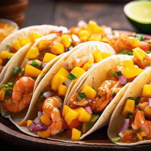 🌮 Zesty Shrimp Tacos with Mango Salsa: A Tropical Fusion 🍤🥭