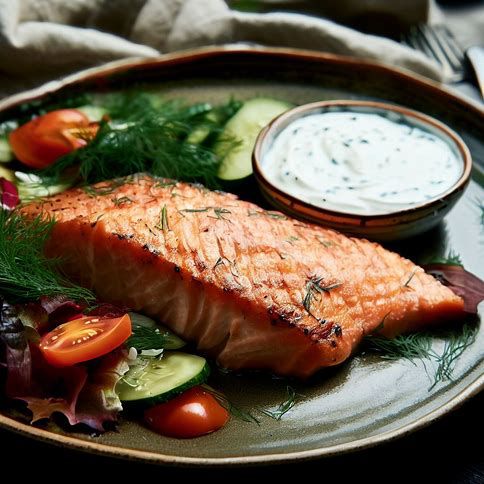 Nordic-Style Baked Salmon with Dill Sauce