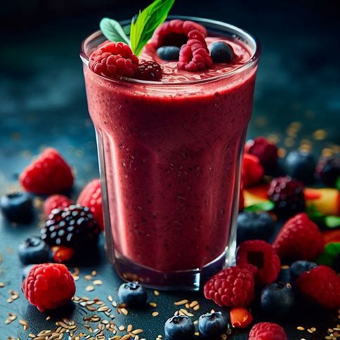 🍓🌾 Berry & Flax Smoothie: A Nutritious Morning Boost 🌾🍓